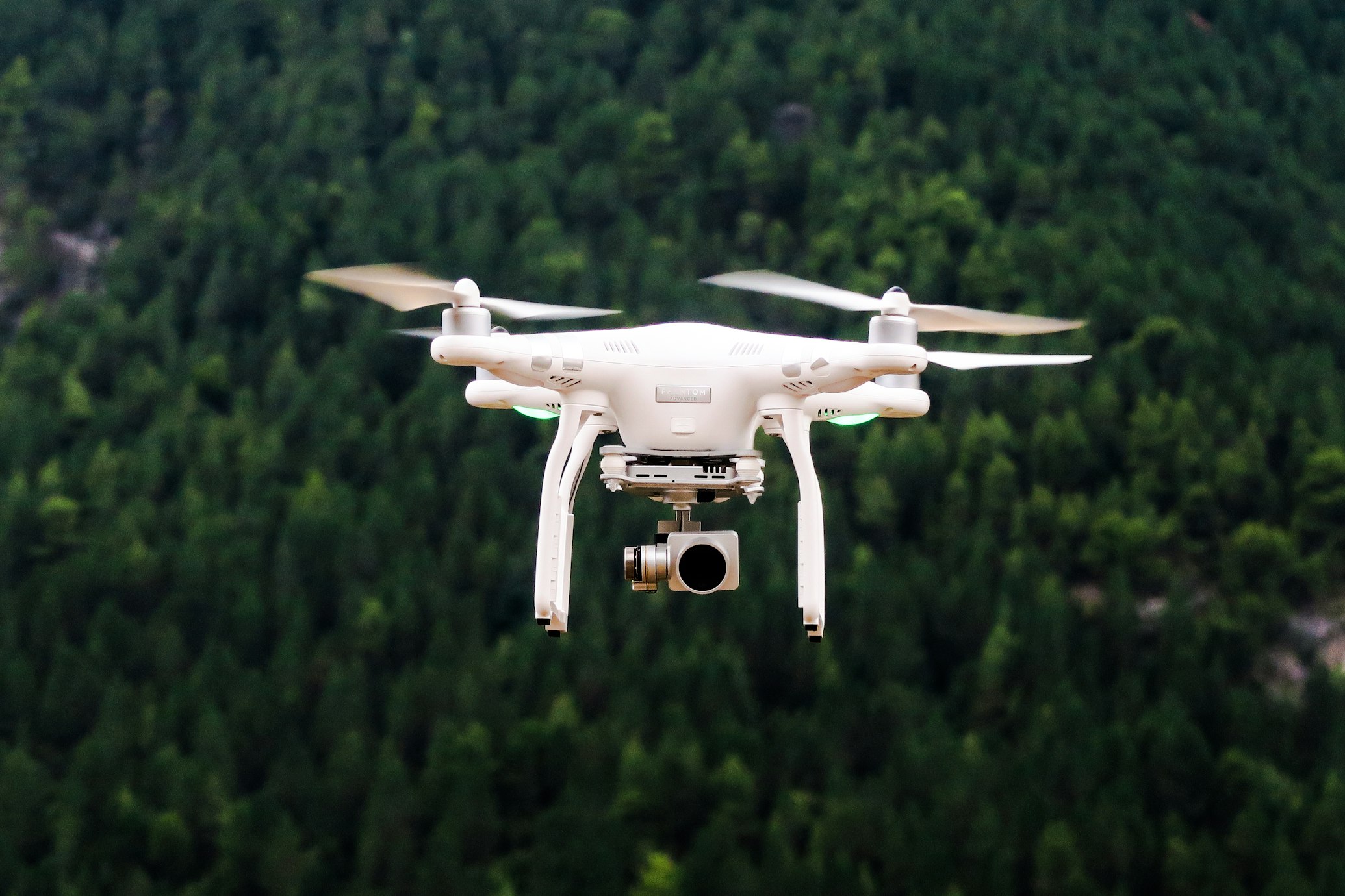 Drone inspecting power lines