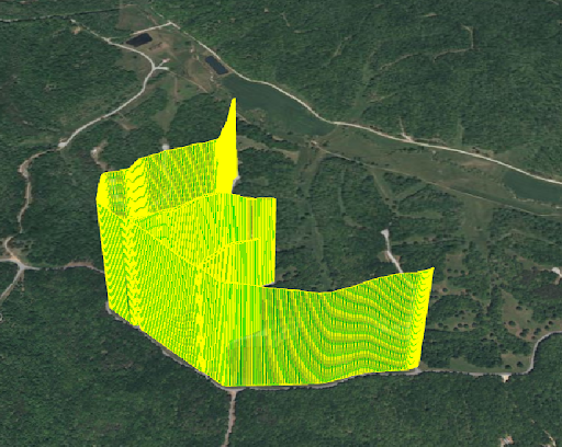 3D Drone Mapping Visualization showing topographical analysis with elevation data